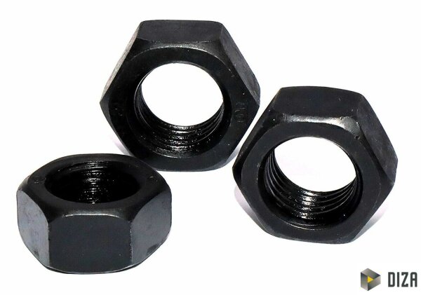 Sechskantmuttern  DIN934 Stahl schwarz blank Festigkeit 10  M3 - M48 Muttern  50 M4