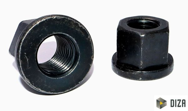 Sechskantmuttern DIN 6331 Stahl schwarz Festigkeit 10 hohe Form mit Bund M6-M36 20 M10