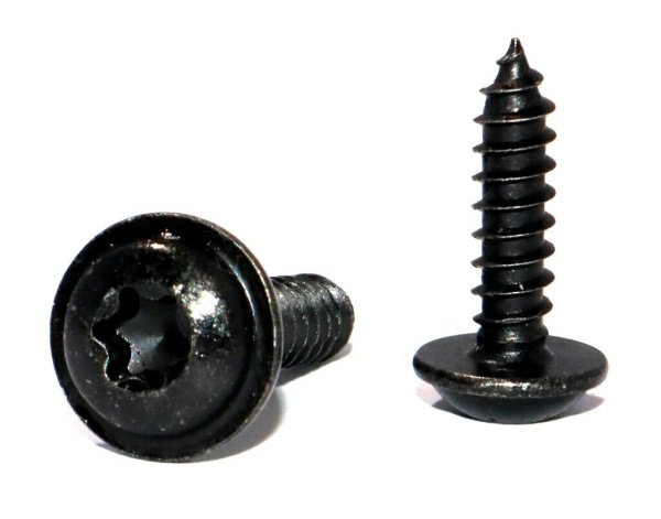 Blechschraube  Flachkopf mit Scheibe schwarz verzinkt 3,5-4,8mm DIN 7049