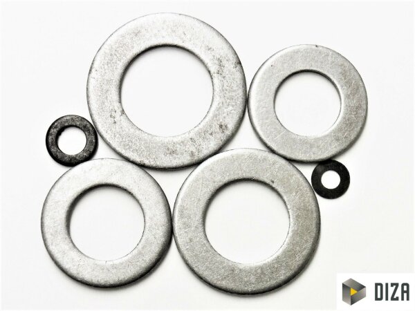 Unterlegscheibe DIN 125 A Stahl blank ISO 7089 200 HV von M3 bis M20 25 M16 - Ø17xØ30x3