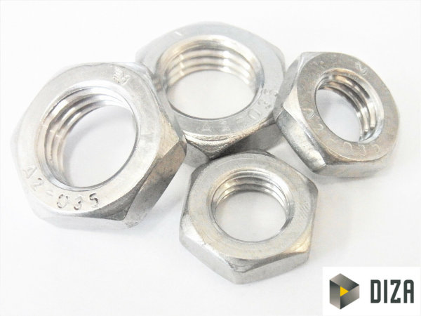 Flache Sechskantmuttern DIN 439 Edelstahl VA2 M3 M4 M5 M6 M8 M10 M12 M16 V2A A2 20 M12