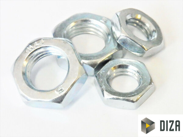 Flache Sechskantmuttern DIN439 galv. verzinkt M3 M4 M5 M6 M8 M10 M12 M14 M16 M20 10 M5
