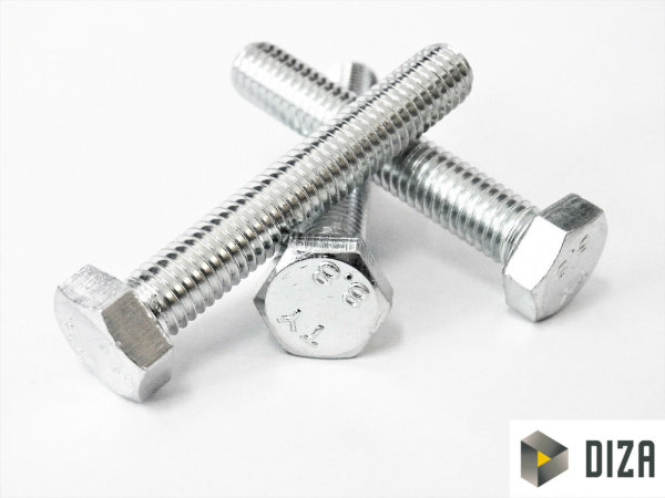 Sechskantschrauben DIN 933 8.8 galvanisch verzinkt  Gewinde bis zum Kopf Bolzen 10 8x90