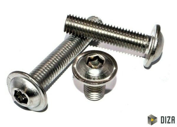 Flachkopfschrauben mit Flansch A2 DIN7380-2 Innensechskant M3 bis M12 Linsenkopf 25 M6x22