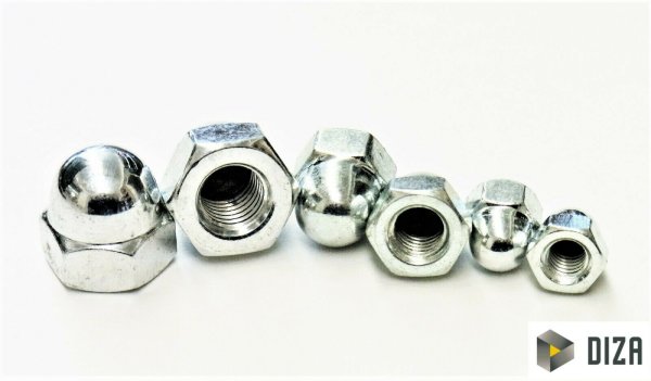 Hutmuttern DIN 1587 Stahl verzinkt M 3 - M 30 Muttern hohe Form Hut Muttern